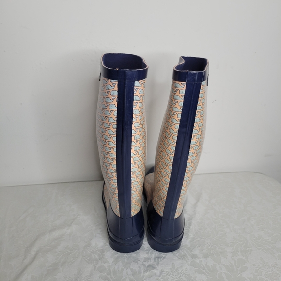 Vineyard Vines Multicolored Whale Print Knee High Rain Boots Size 9 - Picture 3 of 14